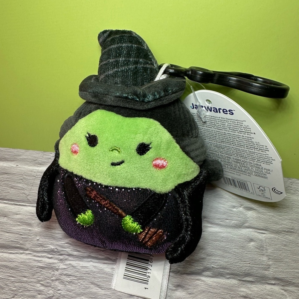 Squishmallows 3.5” Wicked Elphaba Bag Charm Keychain Clip NWT - Picture 3 of 7
